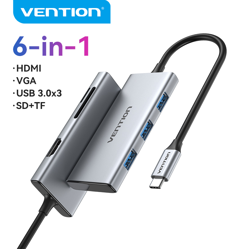 Vention multiport usb c hub type c to usb 3.0 4k hdmi sd tf pd full function hub thunderbolt 3 usb c multiport adapter for ipad pro 2020 samsung galaxy huawei p20 30 mate 20 30 type c hub
