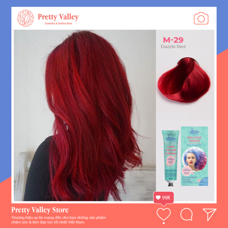 Kem nhuộm tóc cao cấp màu đỏ sáng Molokai 60ml [ TẶNG KÈM GĂNG TAY + CHAI OXY TRỢ DƯỠNG TÓC ] cao cấp