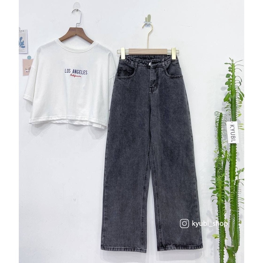 Quần jean nữ dáng suông 2 cúc quần bò ống đứng trơn dễ phôi đồ