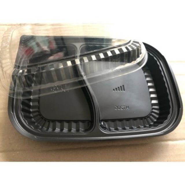 Set 50 Hộp nhựa đế đen đựng cơm 2 ngăn HT205