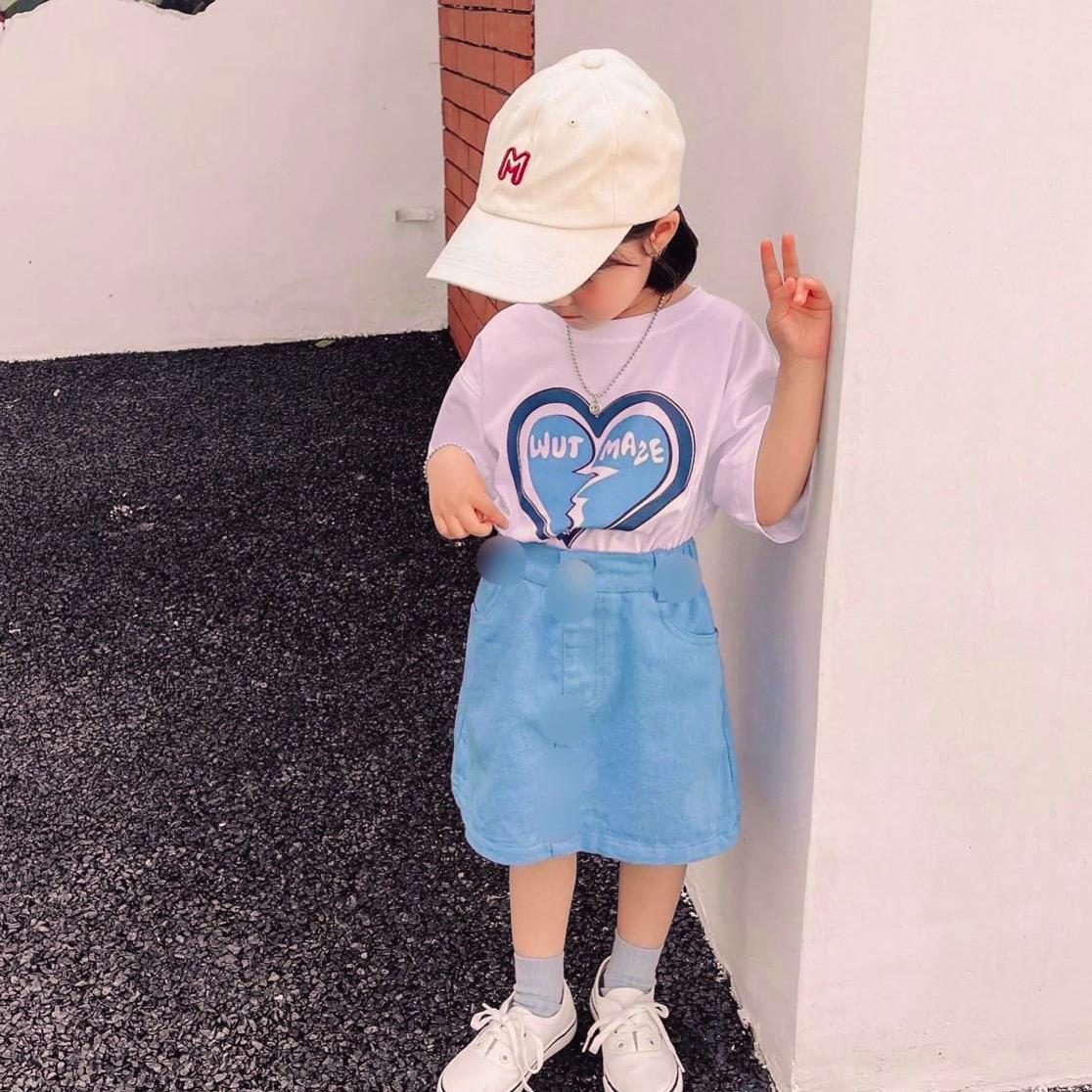 (Size 9-28Kg) Set áo thun hình TRÁI TIM phối chân váy siêu dễ thương