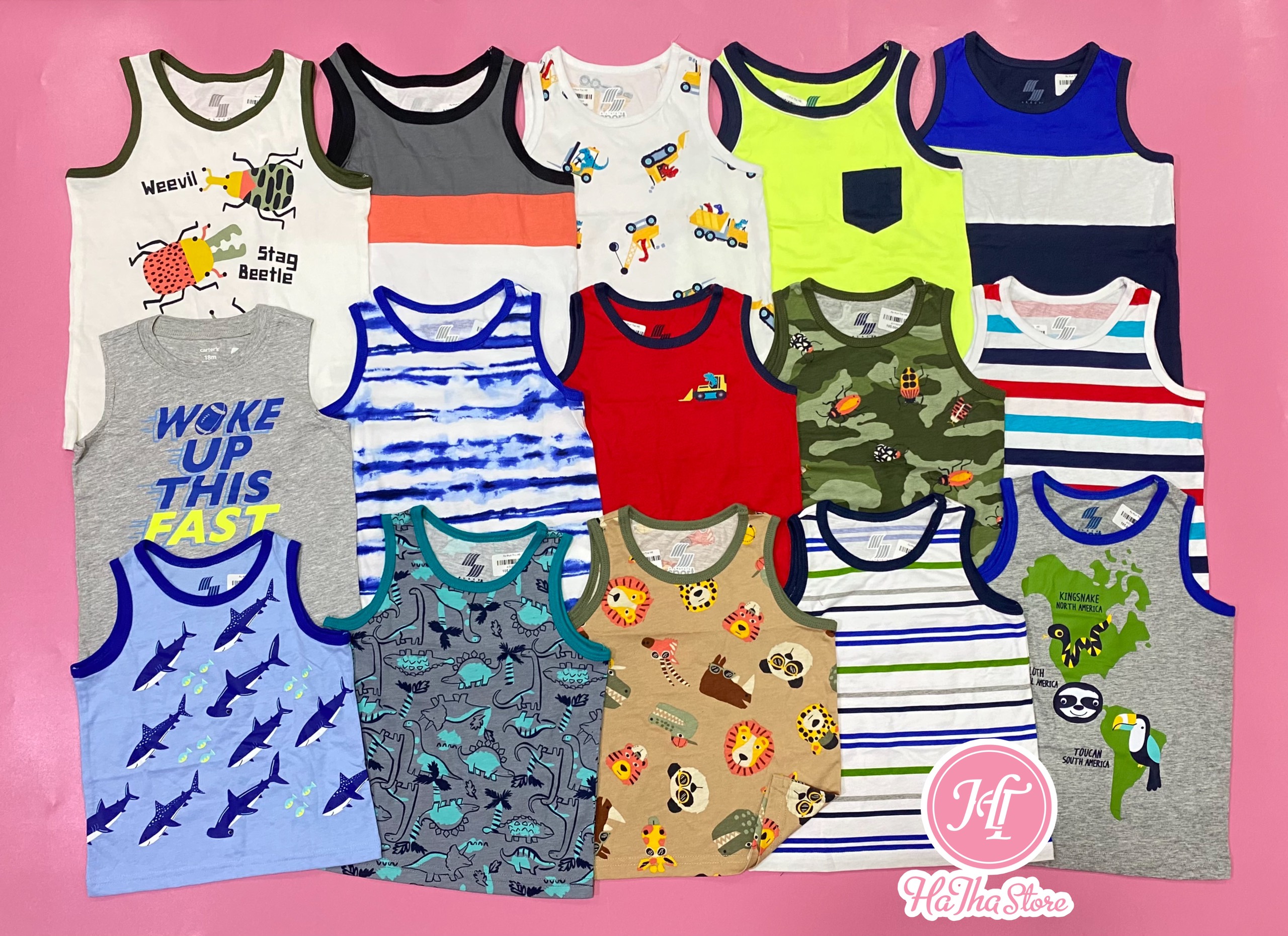 (Size 8-19kg) Áo thun ba lỗ PL4CE cho bé trai