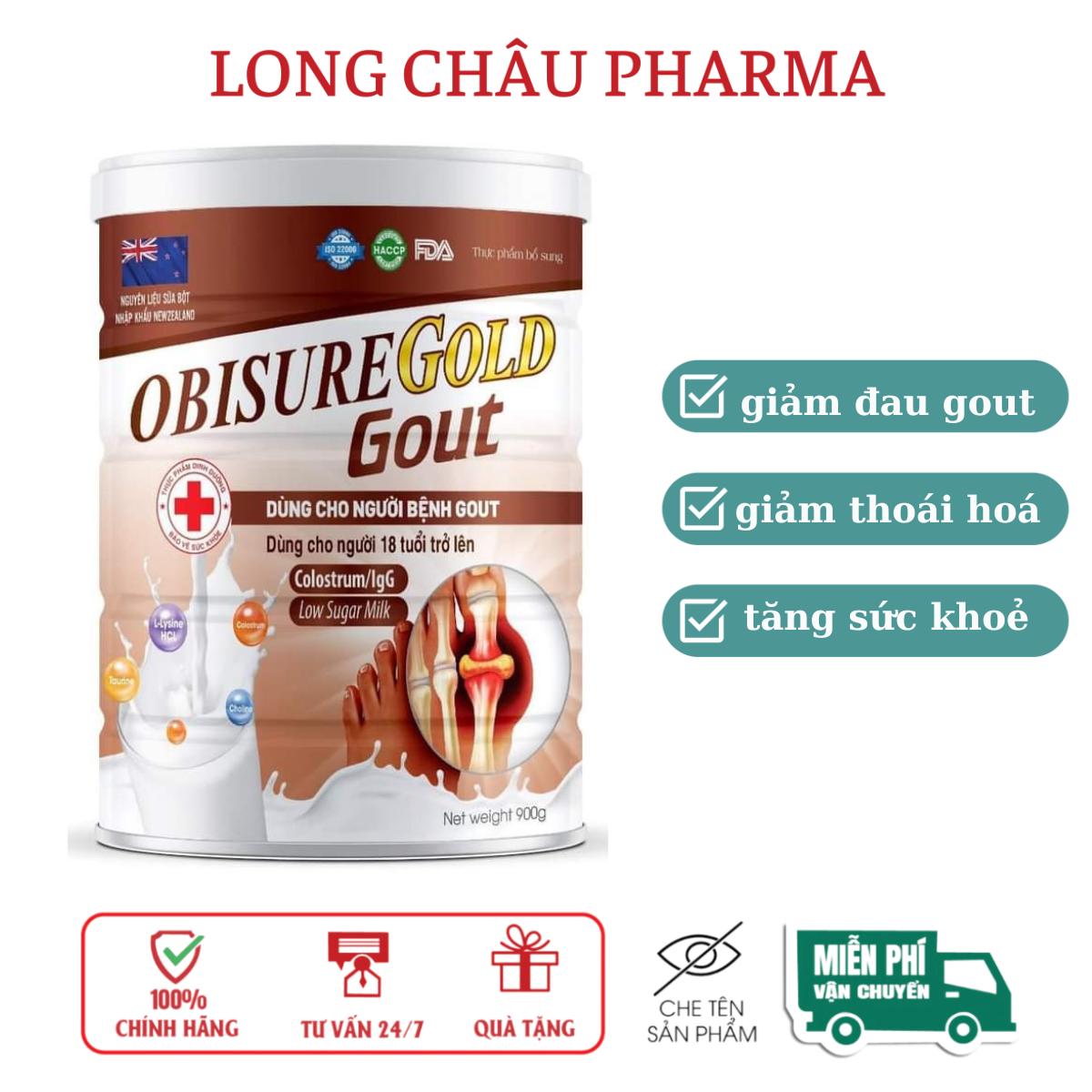 Sữa bột obisuregold gout dành cho người bị gout hộp 900g
