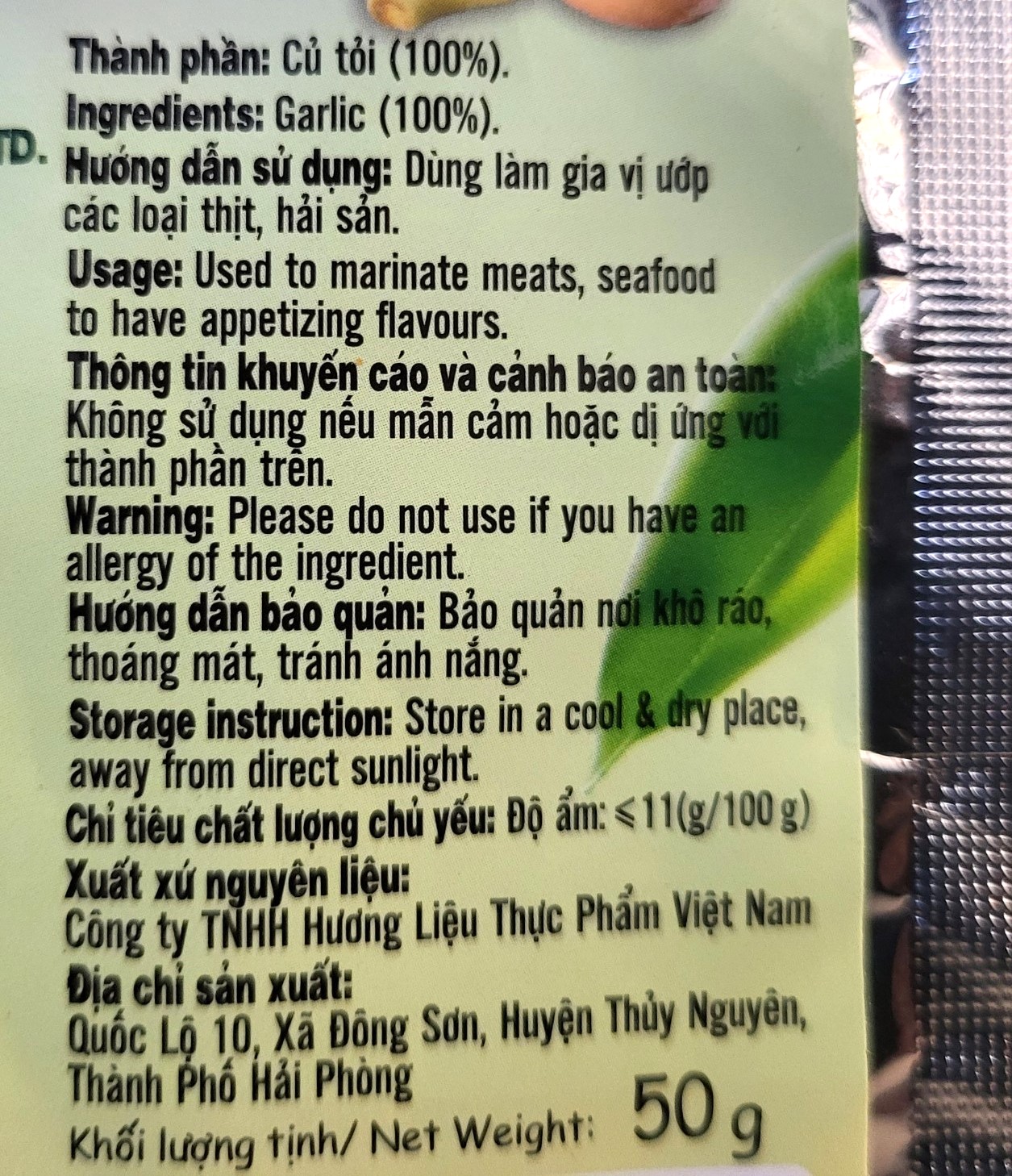 VIANCO (gói nhỏ 50g) BỘT TỎI Garlic Powder