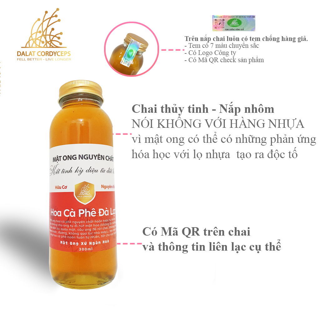 Mật ong nguyên chất hoa cà phê - Dalat Cordyceps