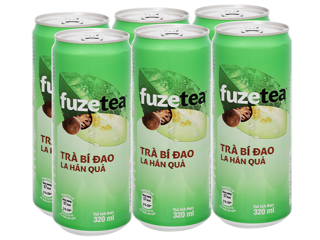 6 lon trà bí đao Fuze Tea la hán quả 330ml