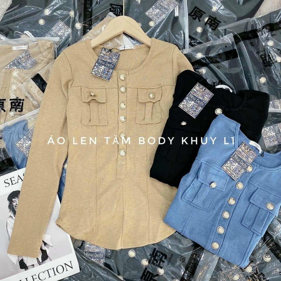 Áo tăm cúc mở, túi nắp dài tay