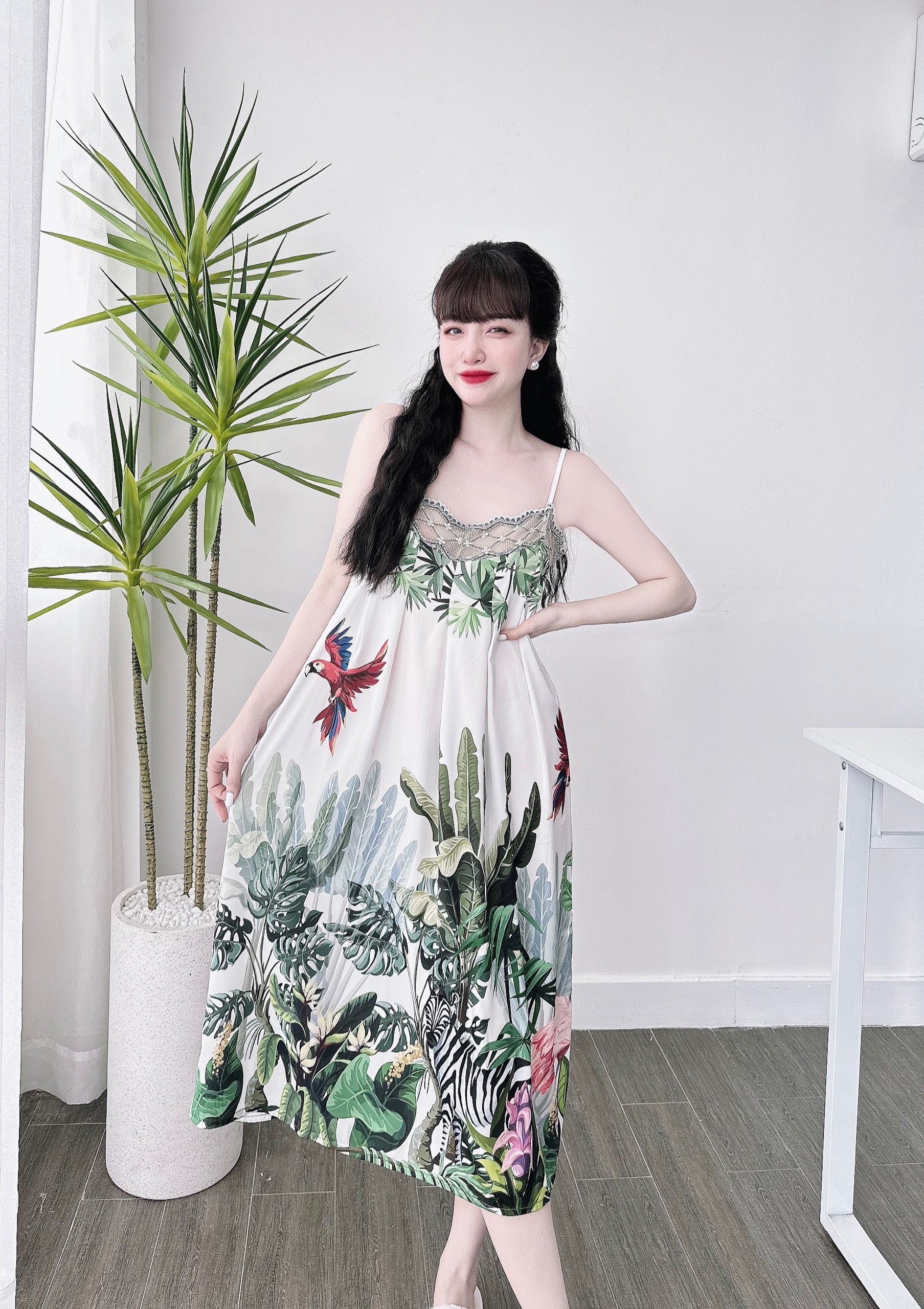 [HCM]VN1401 ĐẦM  XẾP LY HỌA TIẾT DỄ THƯƠNG