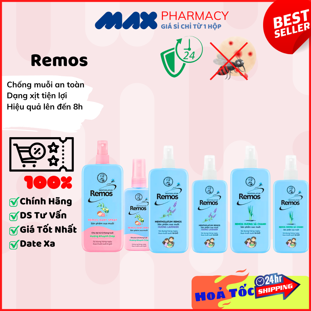 Xịt chống muỗi Remos Rohto Mentholatum Ngăn ngừa muỗi đốt Xịt remos - Maxpharmacy