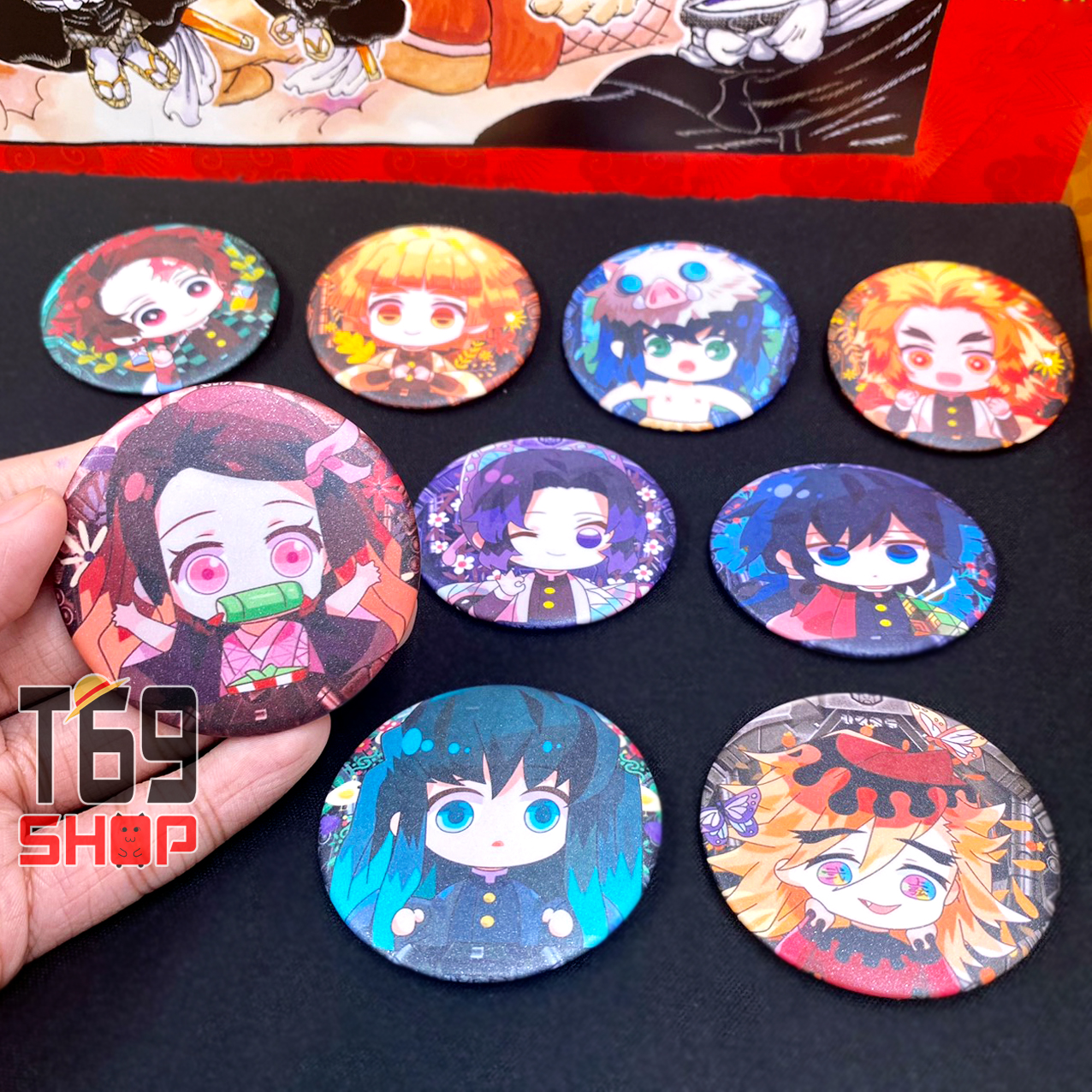 Huy hiệu anime Kimetsu no Yaiba - Chibi ver (Size 5.8cm) [T69 Shop]