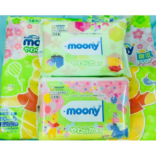 Giấy ướt Moony nội địa Nhật bịch 80 tờ