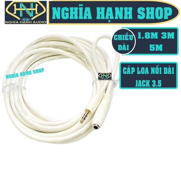 Cáp loa nối dài jack 3.5 dài 1.5M 3M 5M(cáp nối dài giắc 3.5)