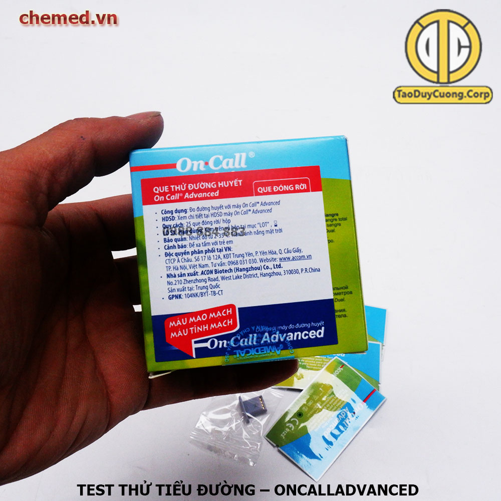 { 25 que/ 1hộp } Que test thử tiểu đường OnCallAdvanced hàng chính hãng