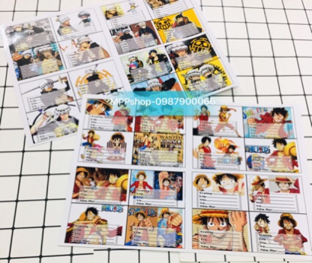 Nhãn vở anime ONE piece combo 48 cái