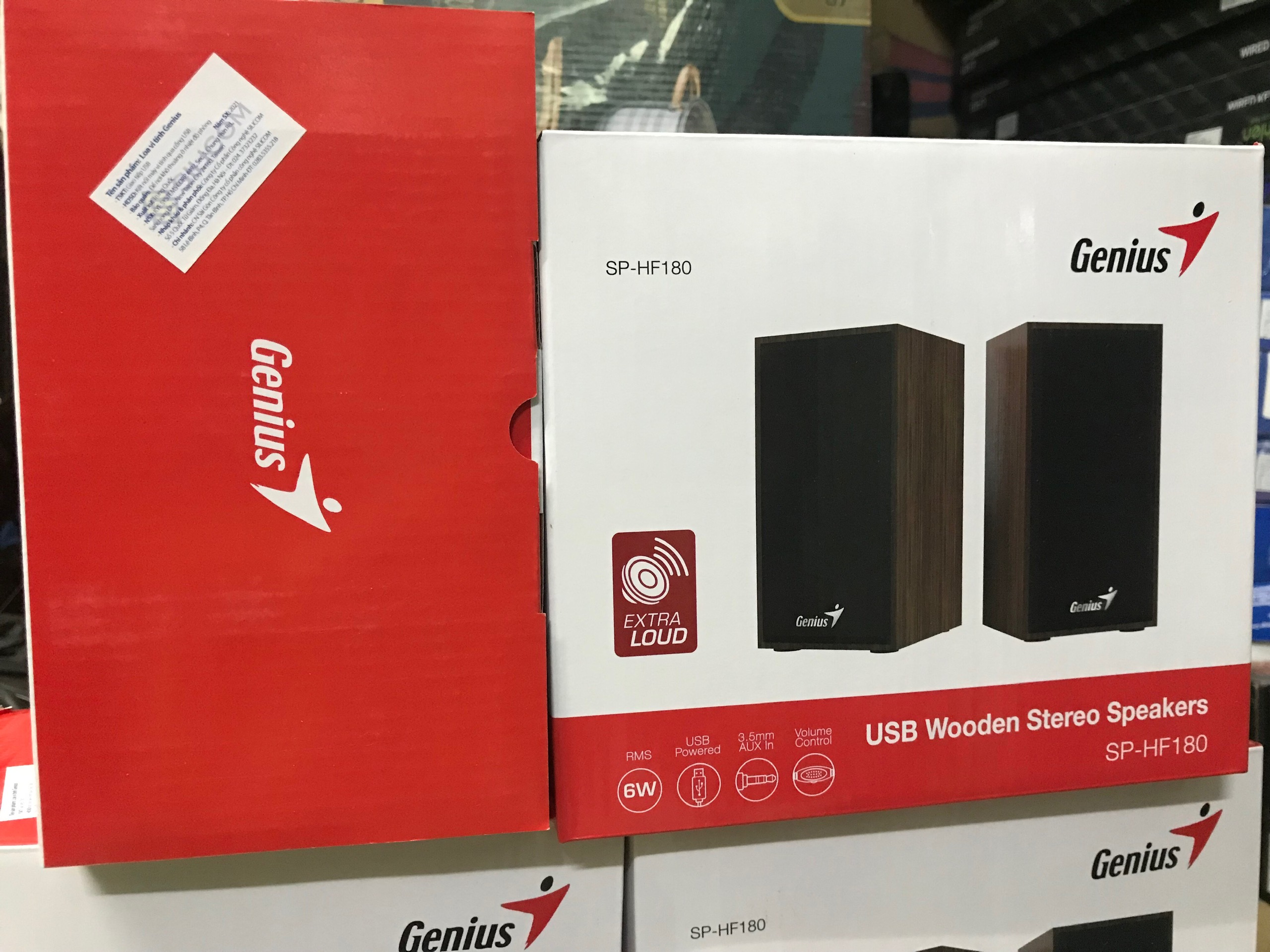 Loa Genius 2.0 SP-HF180 (Vân đen/ gỗ) mới 100%