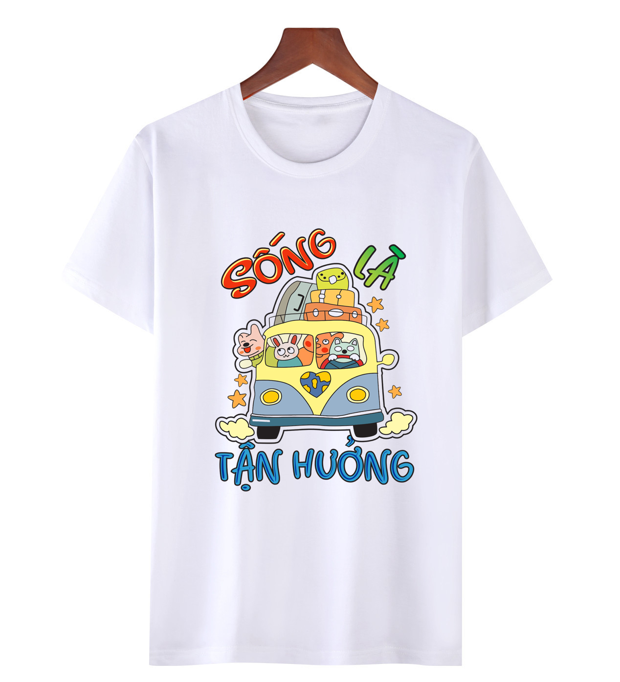 Áo thun in hình " SỐNG LÀ TẬN HƯỞNG  " thích hợp để mặc đi du lịch, đi chơi cùng bạn bè , hội nhóm , áo lớp , chất vải thoải mái - ATDL15 - THƯƠNG HIỆU LAVIESHOP