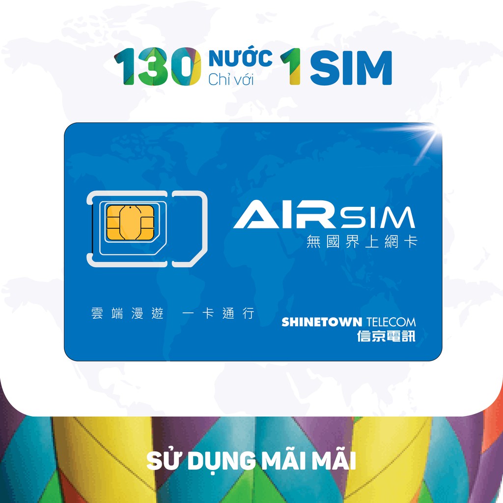 AIRSIM (International 4G SIM) - 130 Countries with 1 SIM - Reusable