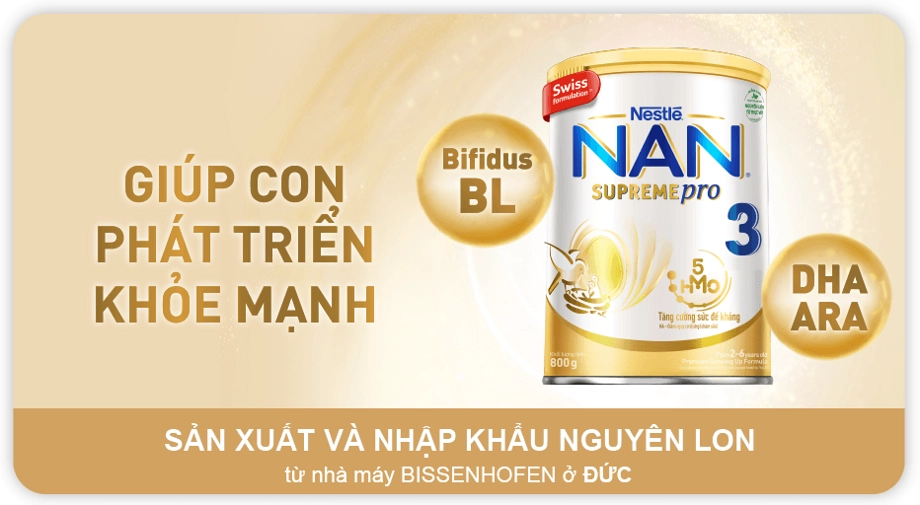 Sữa bột Nan Supreme 5HMO 3 800g Mới