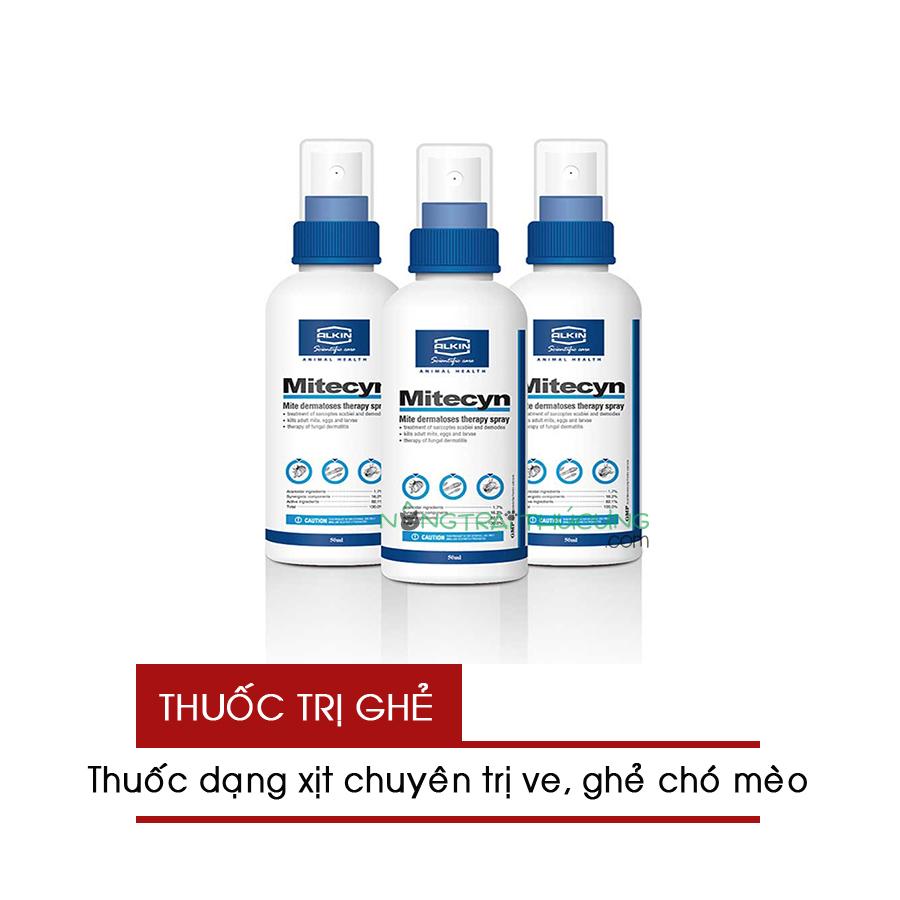 Xịt Trị Ve Ghẻ Chó Mèo Alkin MITECYN 50ml - [Nông Trại Thú Cưng]