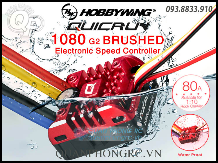 Hobbywing quicrun wp 1080 g2 80a brushed esc for 1:10 rock crawler