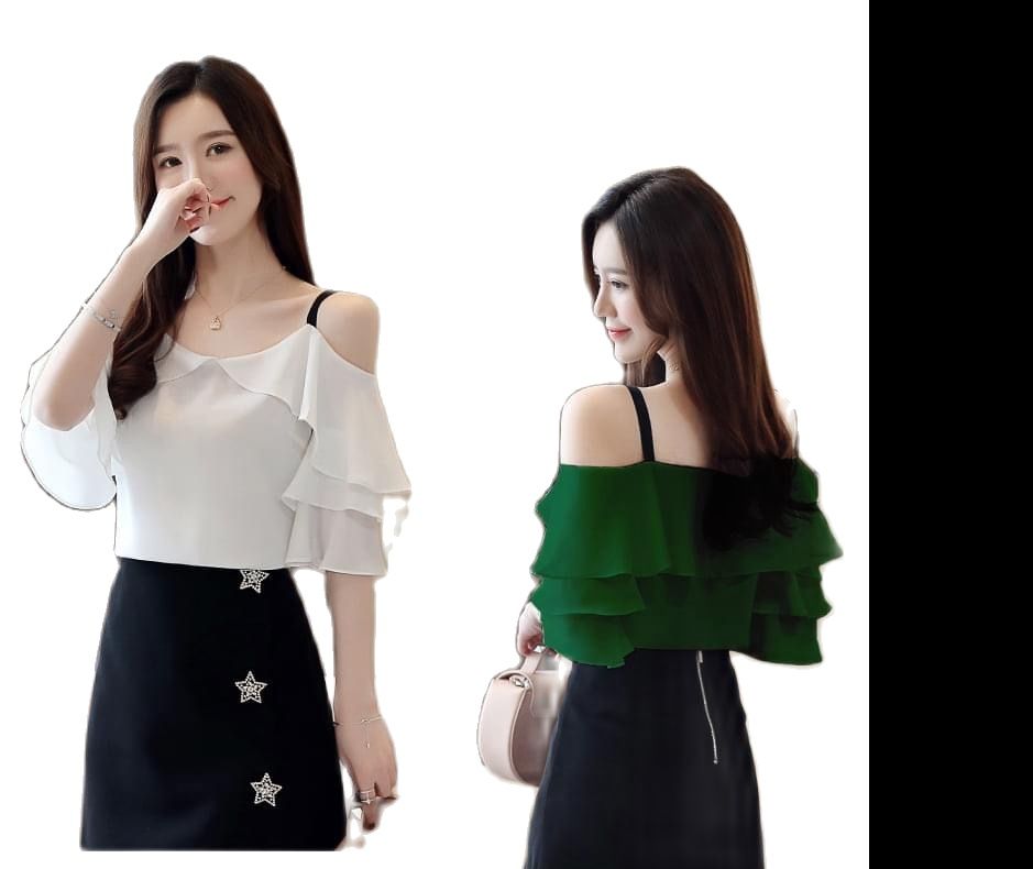 Áo kiểu rót vai tay loe kèn phong cách mới