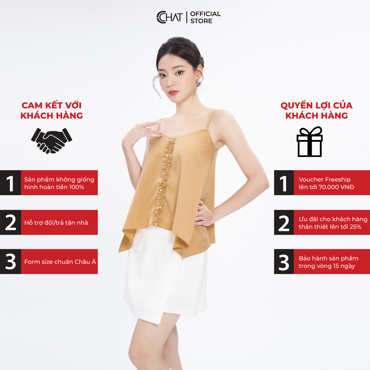 Áo 2 Dây CChat Kiểu Phối Đai Nẹp Chất Mango Cao Cấp 92AAE2001ST