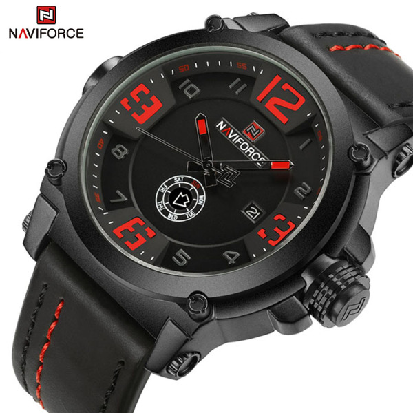 NAVIFORCE 9099 Sports Casual Leather Strap Quartz Watches Waterproof  Mens Wristwatch