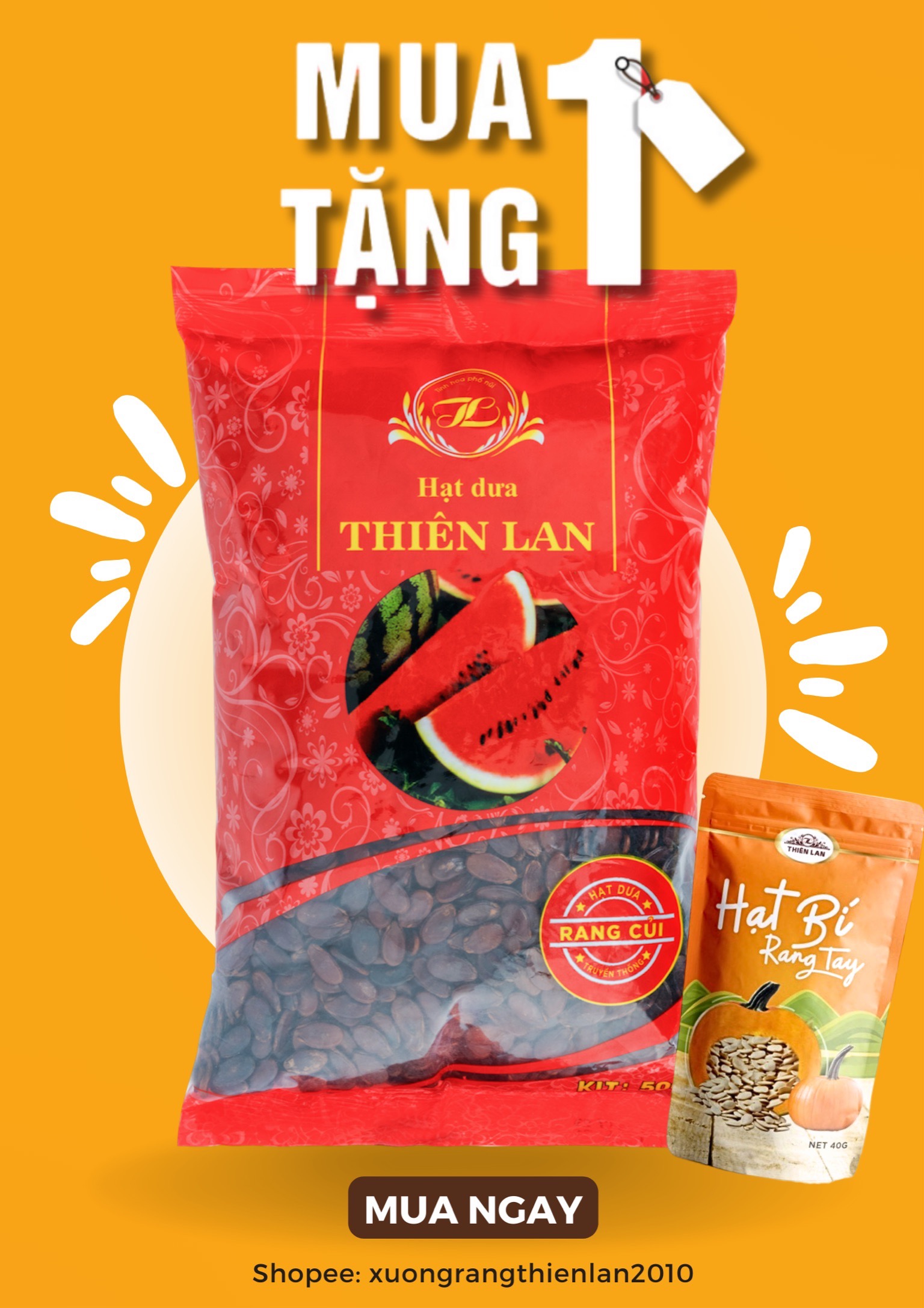 Hạt dưa sạch Thiên Lan vị mộc rang củi (500g)