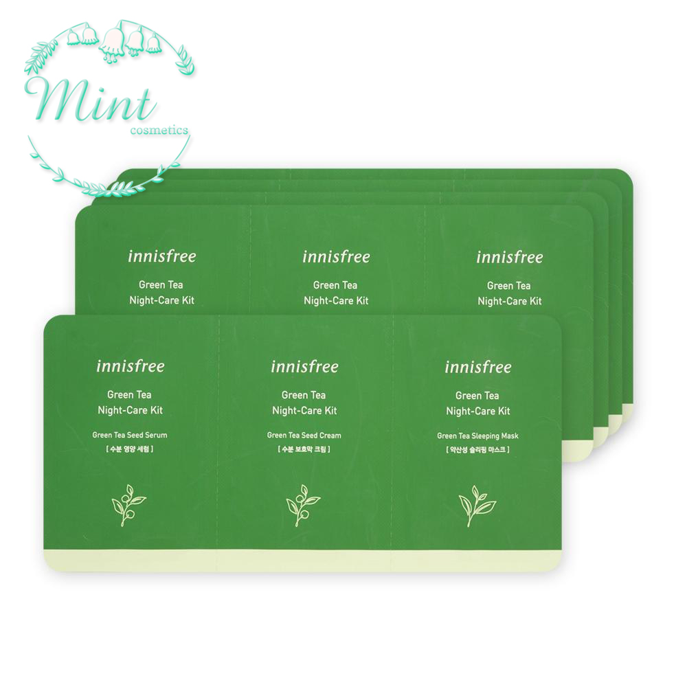 [Date 2022] Set 3 sample dưỡng da Innisfree Green Tea Night-Care Kit