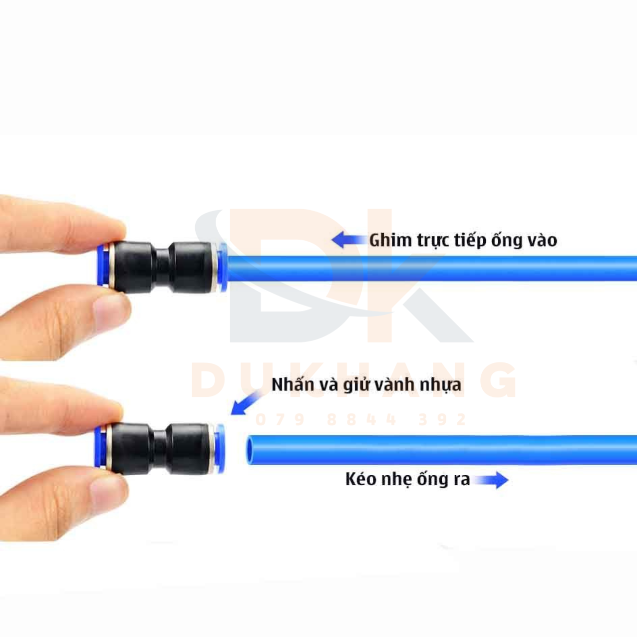 Nối 2 đầu ống khí nén PU
