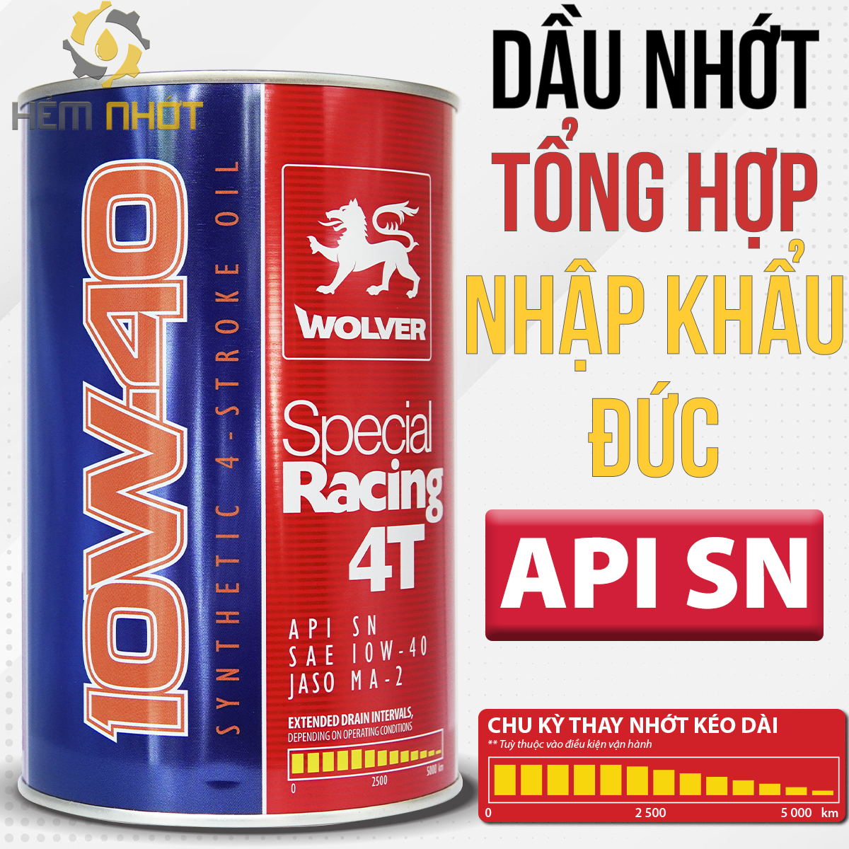 [HẺM NHỚT] Dầu nhớt tổng hợp xe máy Wolver Special Racing 10W40 SN - Nhập khẩu từ Đức (mẫu mới 2023)