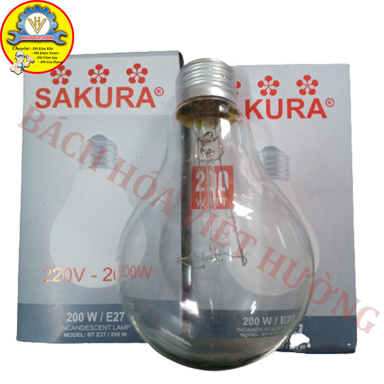 Bóng đèn sợi đốt 200W Sakura dùng sưởi ấm, thắp sáng (sẵn hàng)