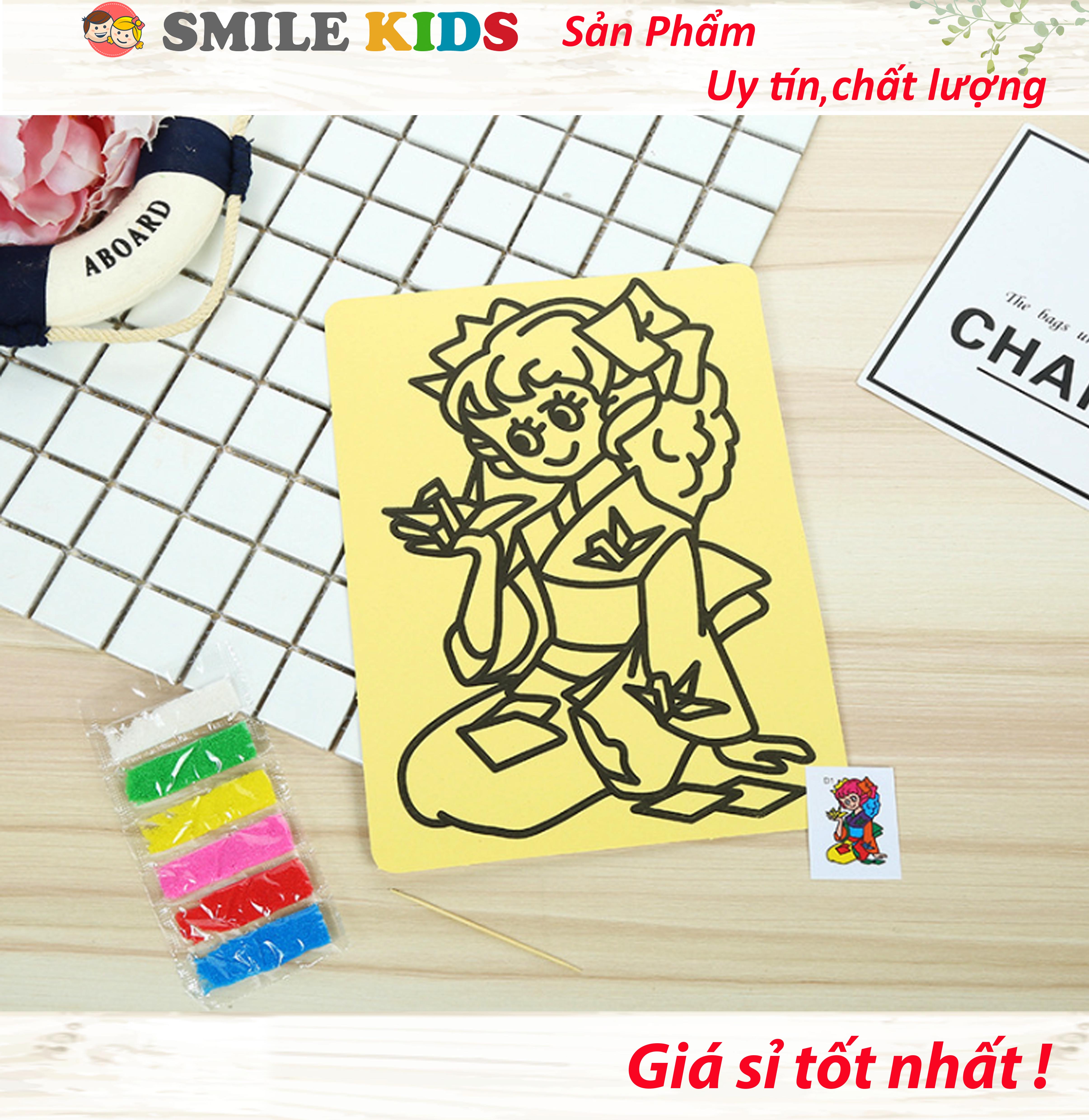 [COMBO  ] - 100 tranh cát khổ A6 nền vàng cho bé( có kèm cát)