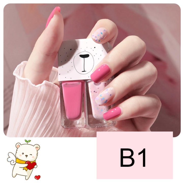 Bộ sơn móng tay combo 2 tông màu xinh xắn SANIYE không thấm nước lâu trôi phong cách Hàn Quốc N8139 – intl