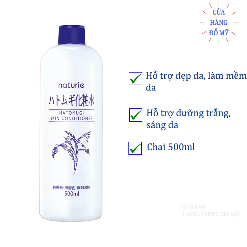 Nước Hoa Hồng Lotion dưỡng da ý dĩ Naturie Hatomugi Skin Conditioner 500ml của Nhật Bản - Shop Hong1008