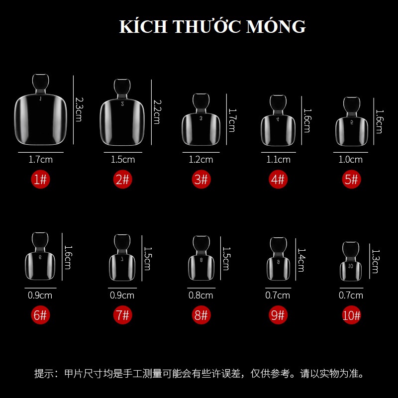 Bịch 500 móng chân giả trong suốt có tai (kèm keo)