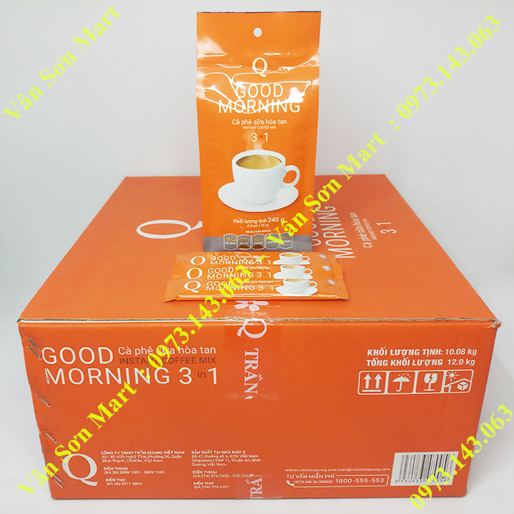 Cà phê sữa (loại 12 gói nhỏ) bịch 240g Good morning Trần Quang