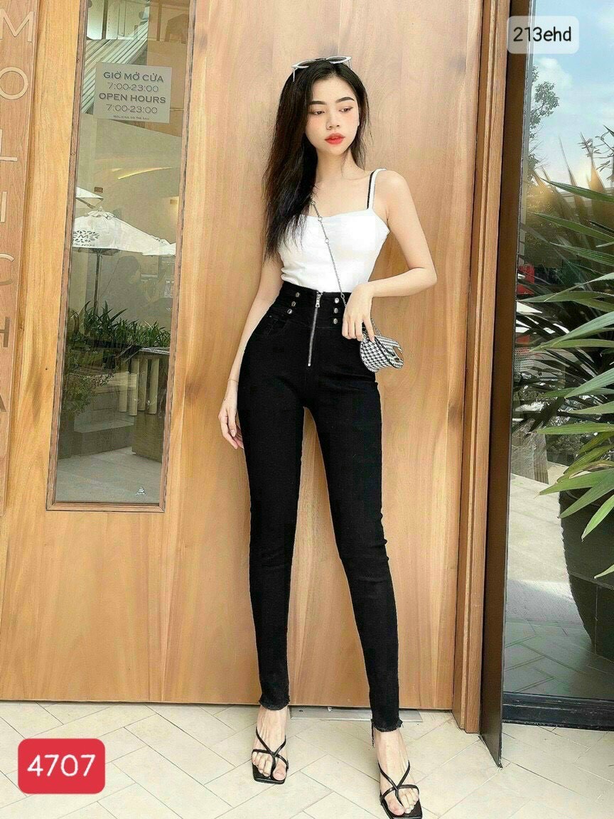 [HCM]Quần jean nữ màu đen mẫu mới - quần jean nữ lưng siêu cao ôm body- quần jean nữ chất denim cao cấp BINSTORE94 GHKT1