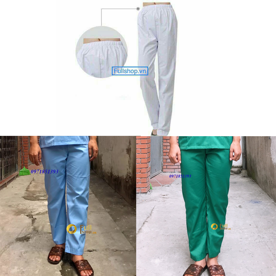Quần blouse nam nữ các màu (quần blouse trắng, quàn blue xanh dương, quần blu xanh lá)