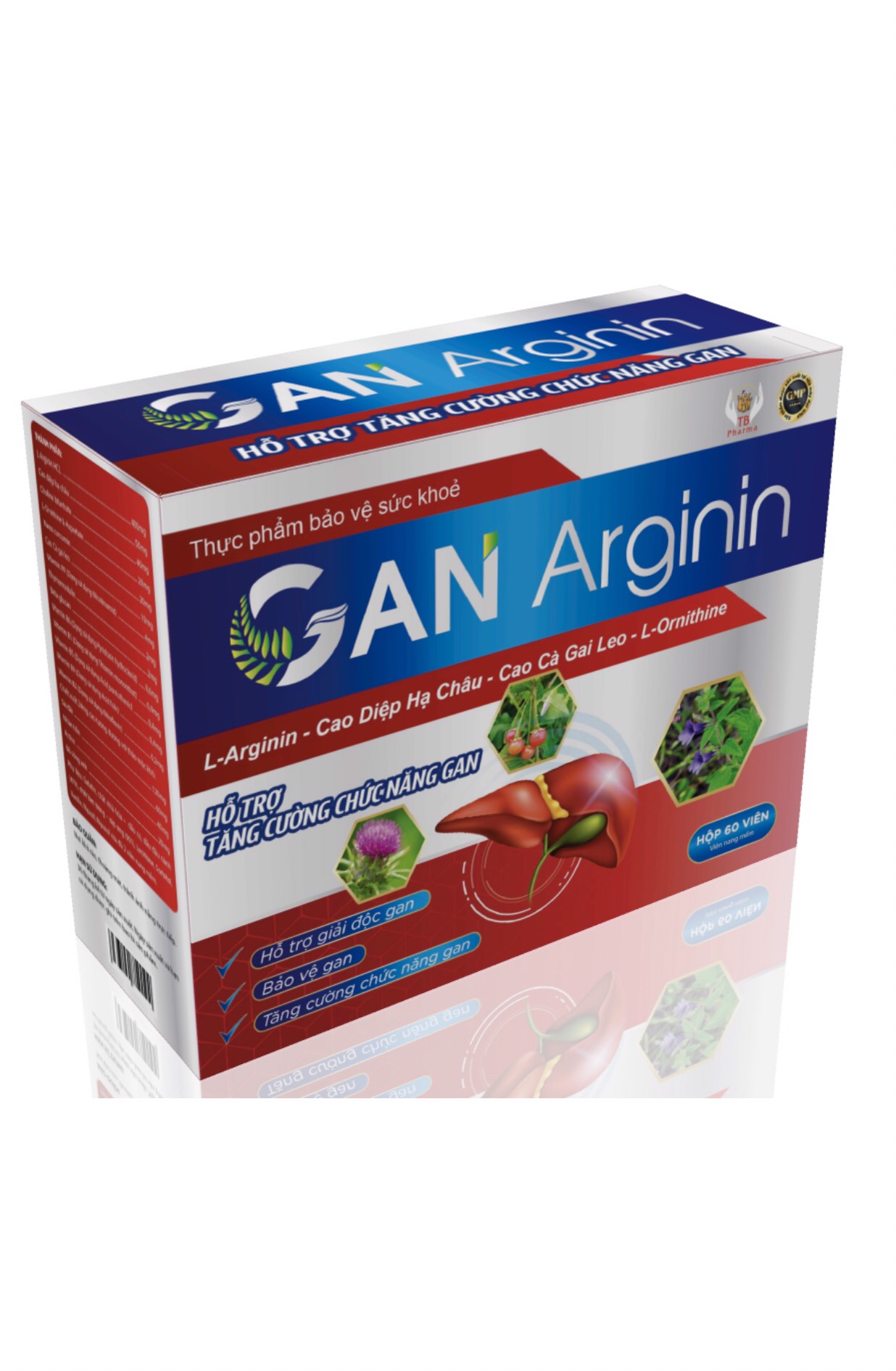 Giải độc mát gan Arginin hỗ trợ giải độc mát gan thanh lọc cơ thể 60 viên nang