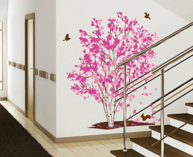 Decal trang trí Cây Hồng cánh sen