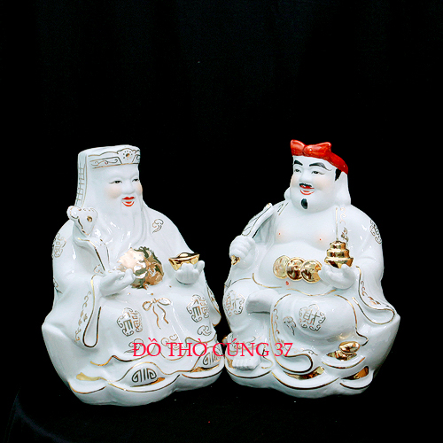 [Height 30 cm] God of Wealth and Land 30 cm High - Duc Hoa Porcelain Ceramics [Imported Goods]