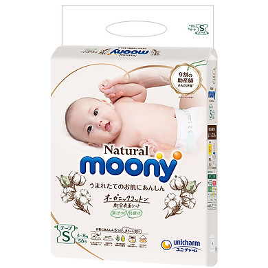 [HCM]Bỉm dán Moony Natural size S58 miếng (4-8kg)