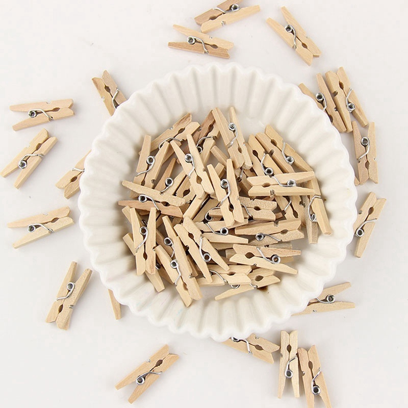 Kẹp gỗ trơn siêu nhỏ (Kích thước: 3cm x 4mm) - Túi 50 chiếc (Đọc kỹ mô tả săn phẩm)