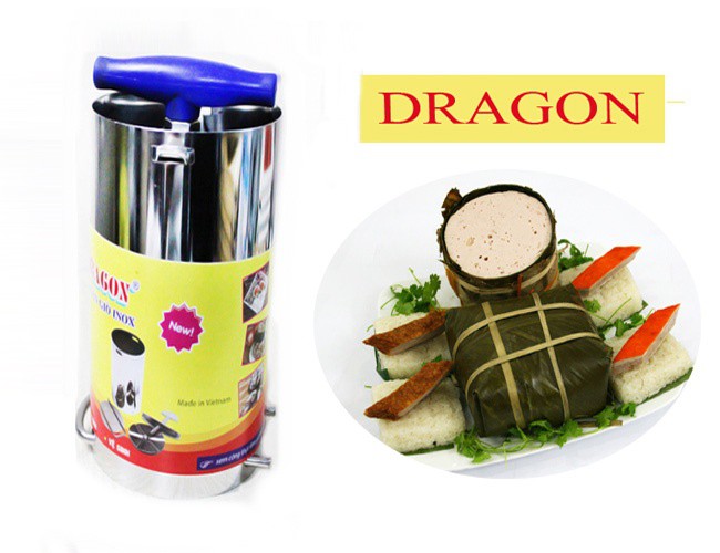 Khuôn làm giò chả inox 304 Dragon Vạn Lợi tay xoay màu xanh loại 1kg - khuôn giò vạn lợi