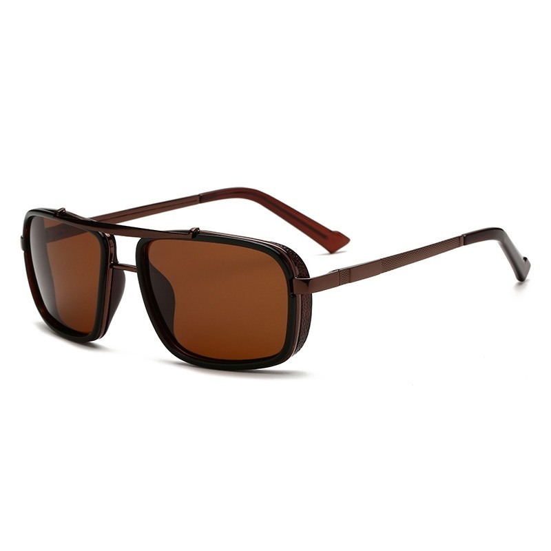 Men's Vintage UV400 Protectio Steampunk Polarized Rectangular Sunglasses
