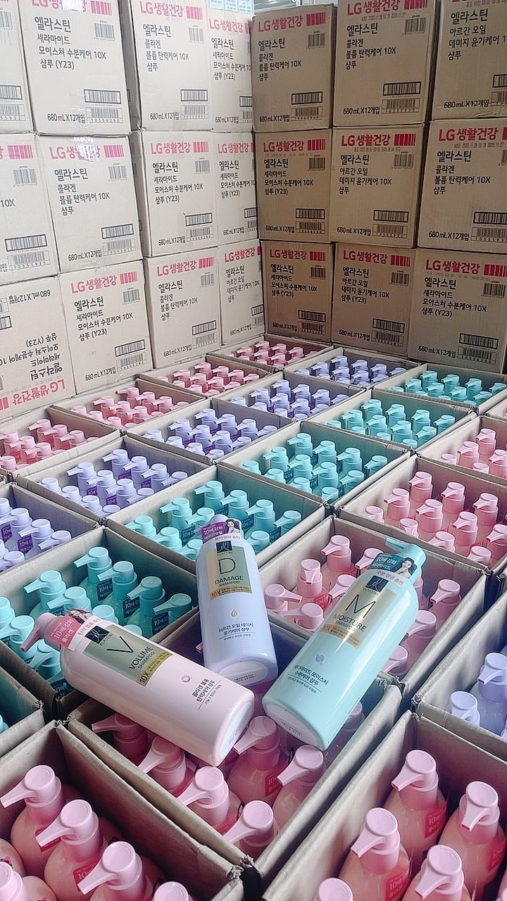 DẦU GỘI, DẦU XẢ ELASTIN (XANH- TÍM- HỒNG) 680ML- WANGJI