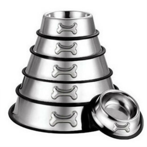 Bát inox trắng đựng đồ ăn cho thú cưng sz 22 cm