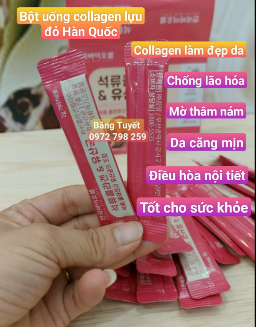 Bột collagen uống lựu đỏ Hàn Quốc 30 Gói