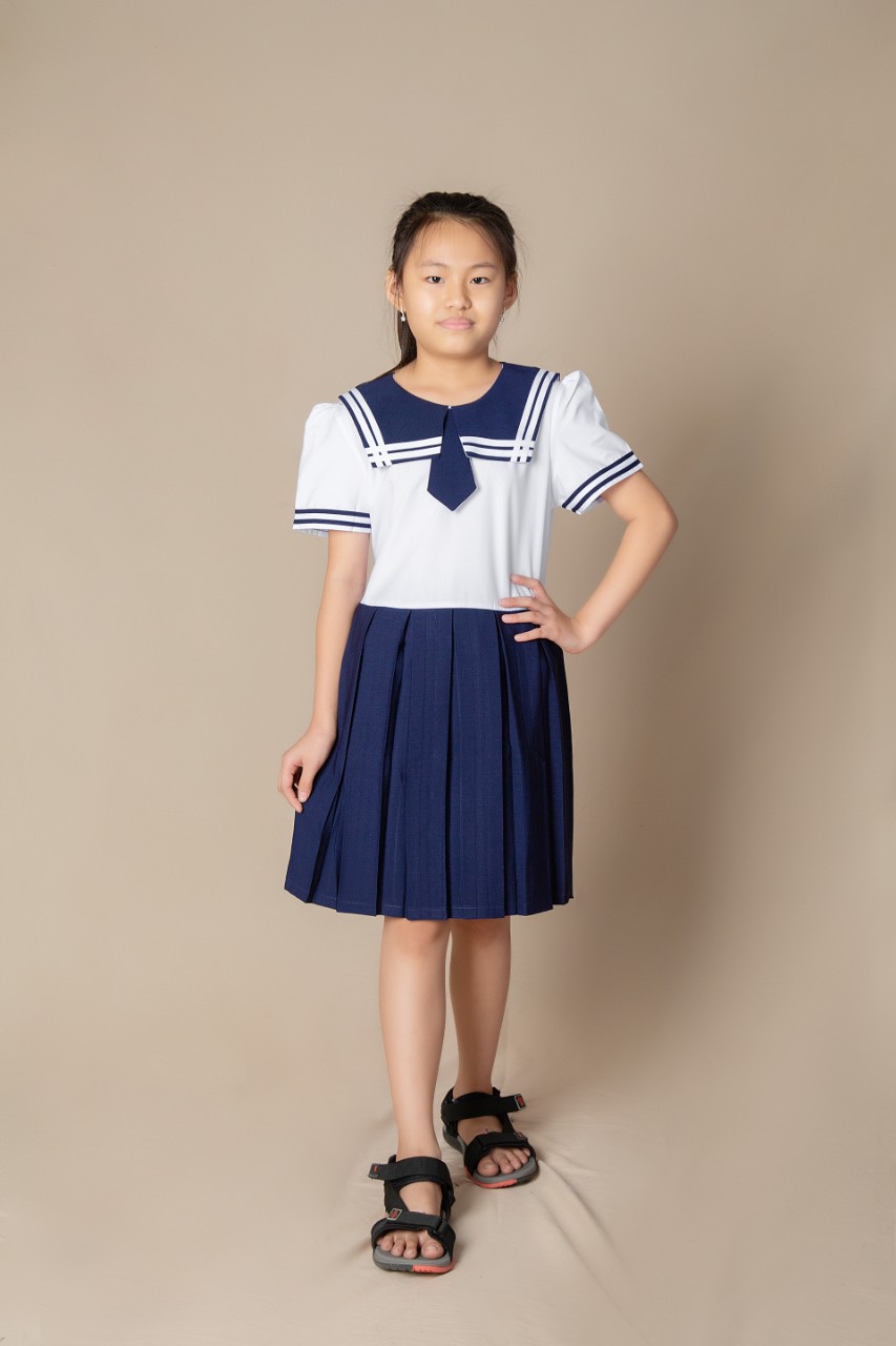 Đầm học sinh - Vải kate lụa - Danangsale